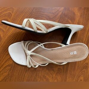 Butter Cream and Black leather Heels